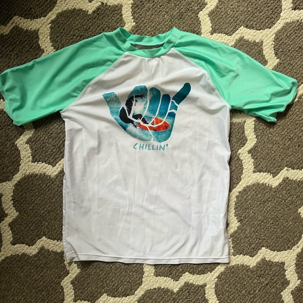 Old Navy Boy Graphic Swim Shirt/Rash Guard, Size large, great condition